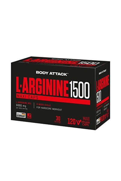Body Attack كبسولات إل-أرجينين ١٥٠٠ ١٢٠ كبسولة نباتية ماكسي