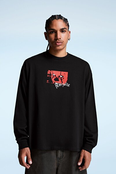 Bershka Desenli It uzun kollu tişört