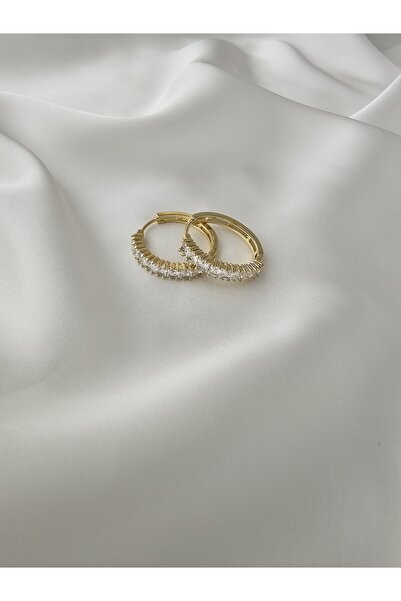 Zivazer Store kadın çelik kararmaz xuping taşlı 14k altın renginde halka küpe