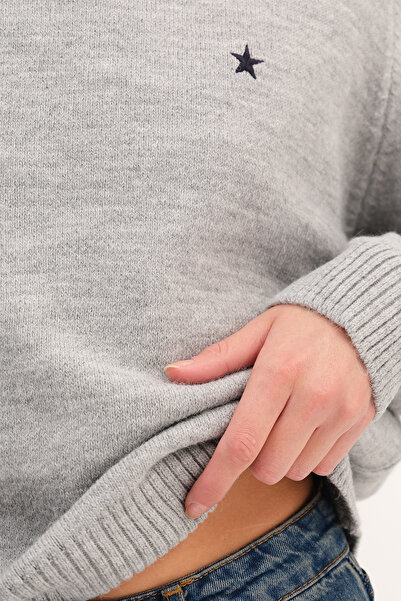 Addax Yıldız Nakışlı Triko Kazak K3418-D4