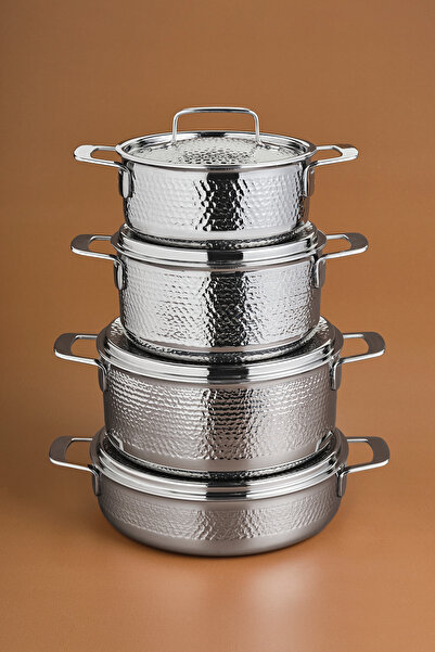 Karaca Power Steel 316+ 3Ply Voyager İndüksiyon Tabanlı 8 Parça Çelik Tencere Seti