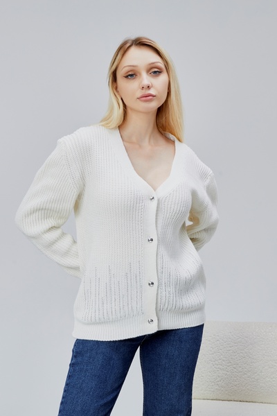 LUGMO Women's Knitwear Cardigan Stoned Standard Size Ecru