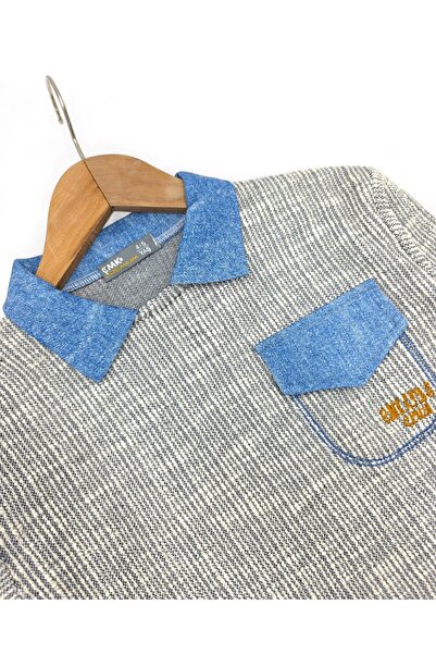 voyyo kids baby Erkek Çocuk Gömlek Yakalı, Cep Detaylı Sweatshirt ve Pantalonlu Şık 2'li Takım 4-11 Yaş