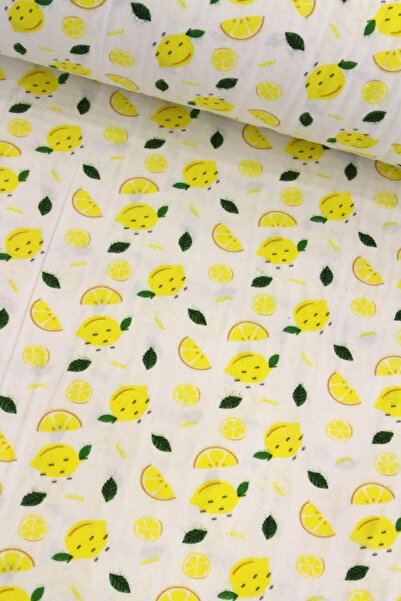 SAYGILI Sarı Limon Dilimi Flanel Pazen Kumaş