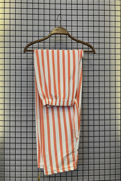 nasbina Women's Striped Lycra Pocketless Suede Pajama Bottoms