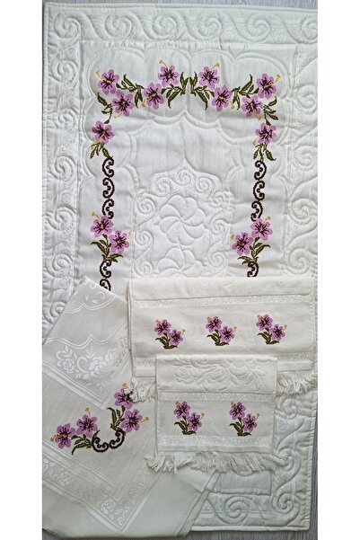 SARRA HOME Çeyizlik Kanaviçe İşlemeli Seccade Bohça Takımı \ El Emeği Özel Üretim