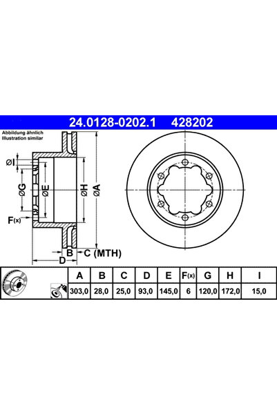 Ate Disc Frana Mercedes-Benz Sprinter 4,6-T Caroserie/Sprinter 4,6-T Platou /