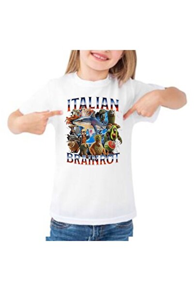 OEM Tricou ITALIAN BRAINROT, Alb, 5/6 ani