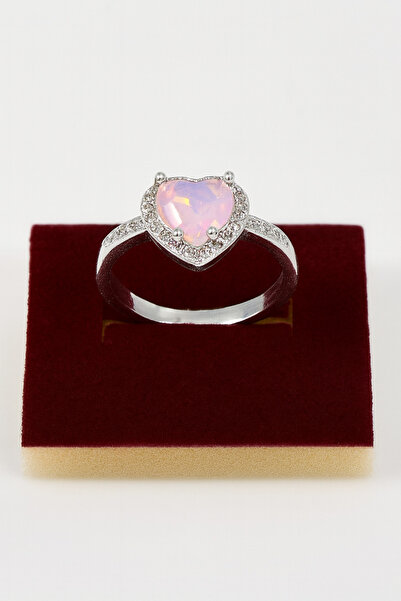 Bittox خاتم نسائي قابل للتعديل مزين بحجر كريستالي على شكل قلب، رمز الحب - مود...