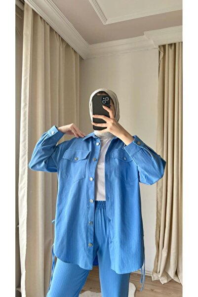 My City 8870 - Stylish Comfortable Herringbone Front Double Pocket Shirt Pants Set