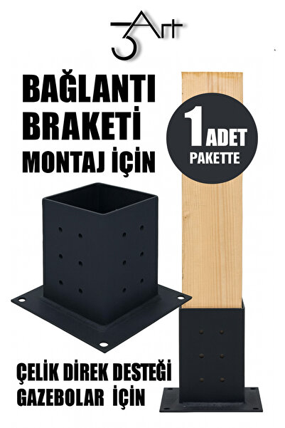 3art Metal Kare Direk Bağlantı Ayağı - Montaj Braket - Ahşap ve Metal Direkle...