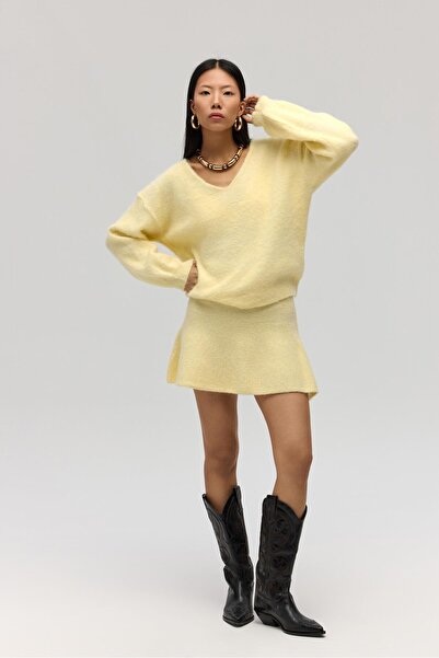 MAI STUDIOS CO. Nordis Жовта трикотажна міні-спідниця з воланами