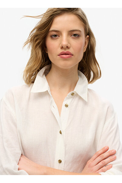 SUPERDRY Normal Gömlek Yaka Beyaz Kadın Gömlek W4010463A