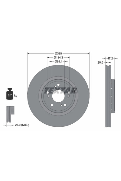 TEXTAR Спирачен диск Honda Cr-5 3/Cr-5 4