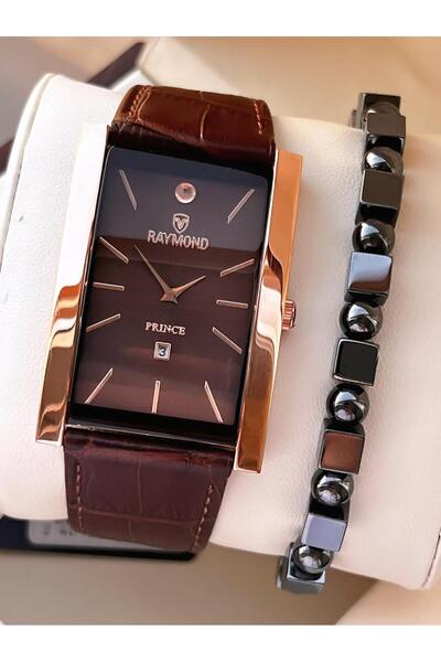 Raymond Special Leather Cord for Engagement and Grooms 2 Years Warranty 5 Atm Men's Wristwatch+Bracelet Rmd.49