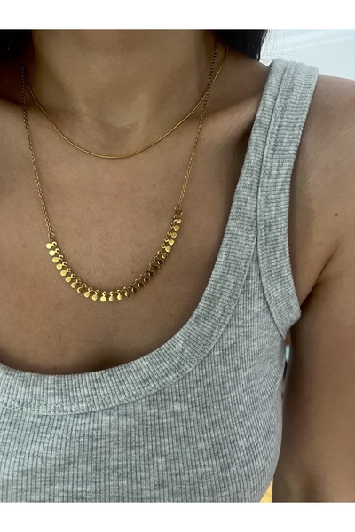 Hoop jewelery طقم قلادة فولاذية مكون من قلادتين