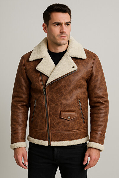 Fiyesmen kürklü suni deri erkek mont -1119-