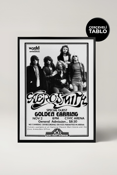 House Gorgeous Tablou cu rama retro cu design de concert Aerosmith nr. 2