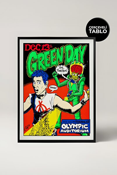 House Gorgeous Pictură cu cadru retro cu design de concert Green Day Nr.:3