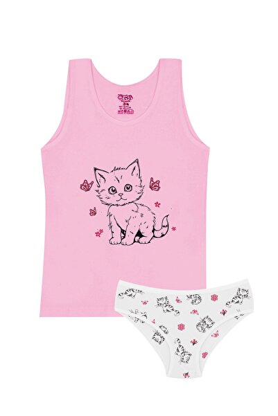 Öts Κοριτσίστικο εσώρουχο ελαστικό ύφασμα Pink Cat (96% βαμβάκι - 4% ελαστάνη)