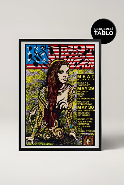 House Gorgeous Pictură cu cadru retro cu design de concert al Red Hot Chili Peppers Nr.:2