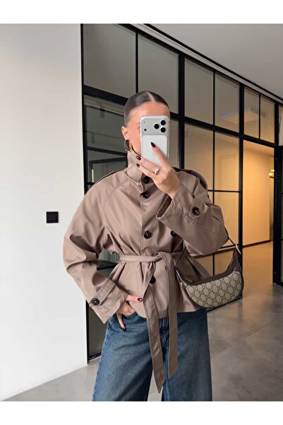BB Bensu Buyruk DİK YAKA CAMEL TRENÇKOT
