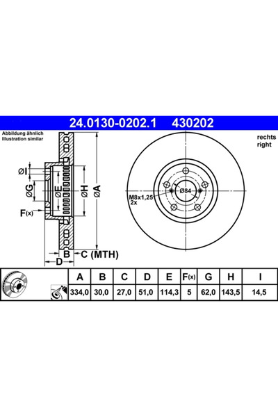 Ate Set Discuri Frana Lexus Gs/Is 2/Is 3 2005-2016