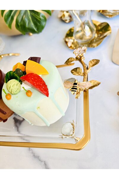 CASA DE BELLA Gold Edged 5 Piece Honey Beetle Presentation Serving Set