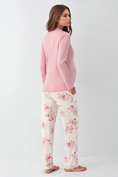 Pierre Cardin Women's Maternity Clothing Button Detail Cotton & Modal Long Sleeve Pajama Set (Socks Gift) L1.Pc.905.9.001