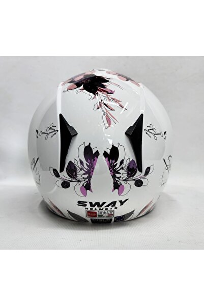 Sway 715 Yarım Kask İris Pembe Beyaz Renk Aynalı Renkli Vizör