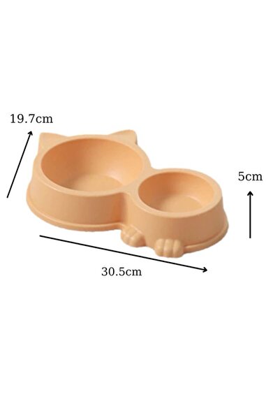 OEM Double Cat Bowl, Food and Water, Yellow, 500 ml/200 ml