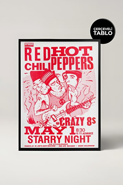 House Gorgeous Pictură cu cadru retro cu design de concert Red Hot Chili Peppers Nr.:1