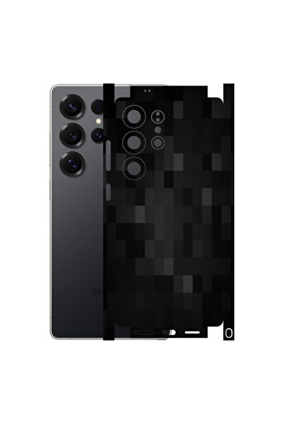 Kapps Samsung S25 Ultra ile Uyumlu Pixel Desenli Siyah Arka Kaplama(KILIF DEĞ...