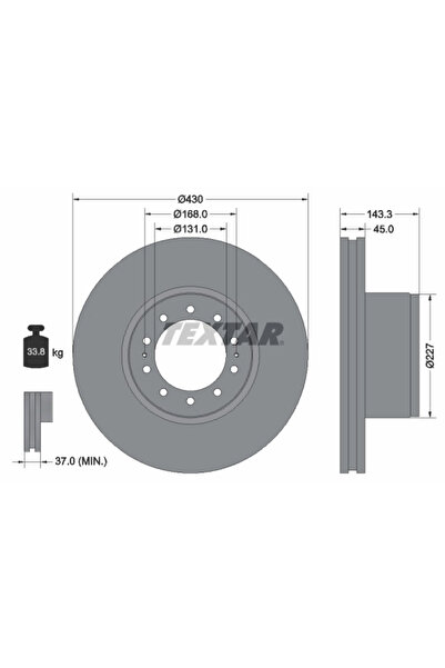 TEXTAR Дискова спирачка Mercedes-Benz Actros/Antos/Atego Setra Series 400
