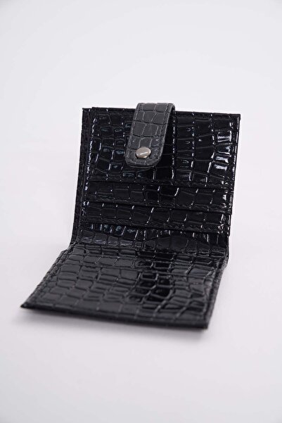 Çantacımstore Kadın Parlak Mini Cüzdan Siyah