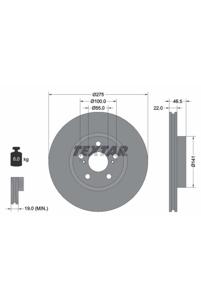 TEXTAR Дискови спирачки Scion Xd Subaru Trezia