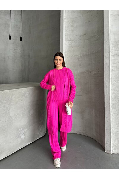 Knitoryx Women's Knitwear 3-Piece Set – Cardigan, Sweater and Pants 4 Colors |