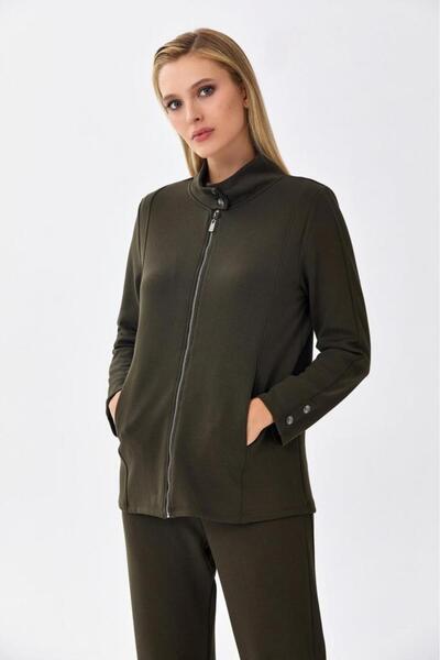 İKİLER Yakası Çıtçıtlı Önü Fermuarlı S-Shirt 256-2116