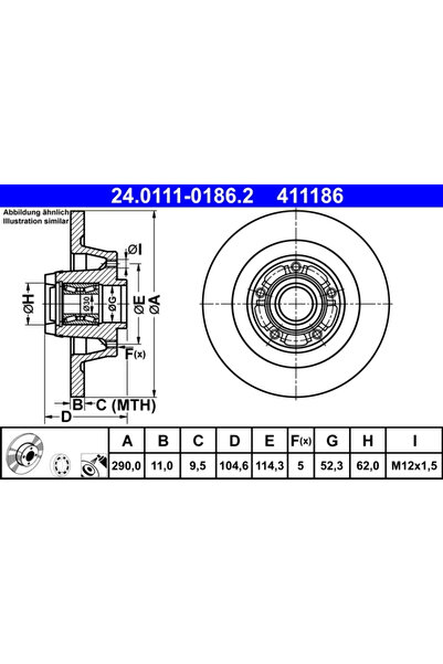 Ate Set Discuri Frana Renault Megane 3 Cupe 2009-2015