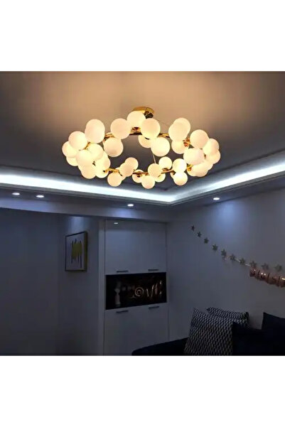 LED CONCEPT Lustra LED cu abajururi, aurie, rotunda, 100x100x120cm, 45xG9