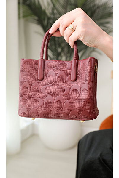 Al-Rubaie Burgundy Embossed Women's Handbag - Luxurious design in durable faux leather for a feminine appeal