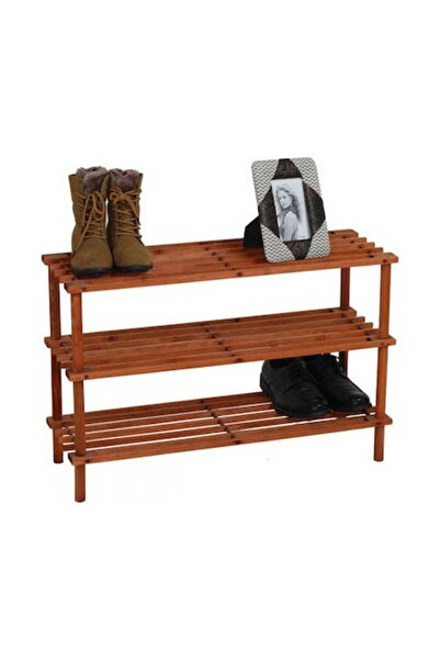 OEM Suport pentru pantofi din lemn cu 3 rafturi, 63x48x26 cm, maro