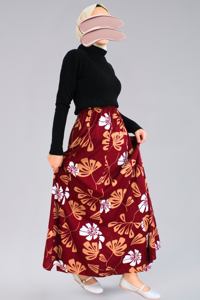 MAKSEN TEKSTİL 8 Pieces Standard Size Viscose Fabric Women's Long Skirt - Prayer Skirt / Suitable for Daily Use