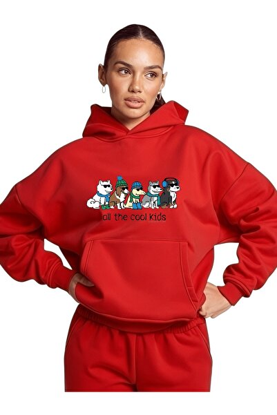 ArtYus Unisex Cool Kids Dog Colorful Custom Printed Cotton Oversize Hooded Sweatshirt