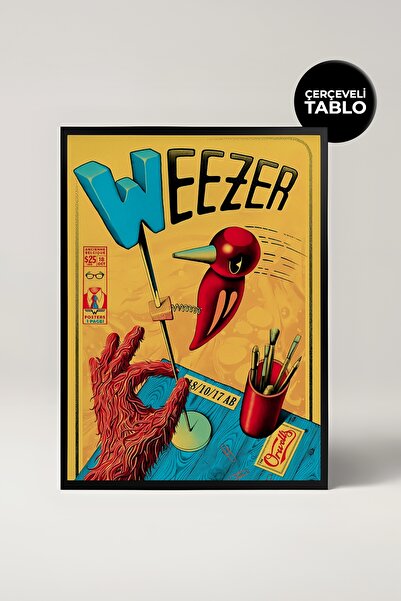 House Gorgeous Tablou cu rama retro cu design de concert Weezer