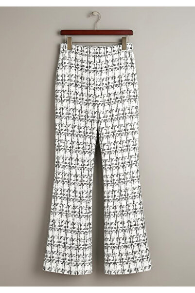 Little Visqon Kadın Yüksek Bel Paçaya Doğru Geniş Dokuma Pantolon