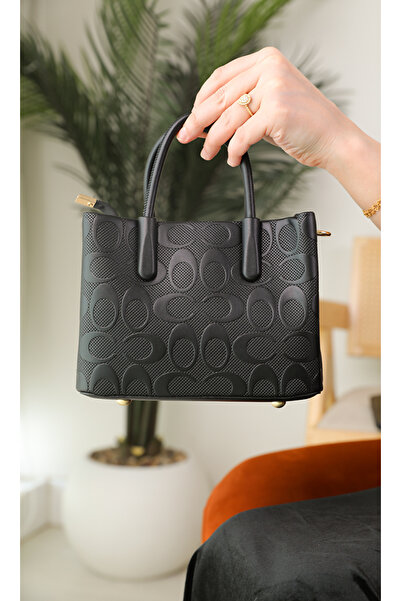 Al-Rubaie شنطة يد نسائية فاخرة بلون أسود منقوش – تصميم أنيق من الجلد الصناعي الفاخر لإطلالة راقية