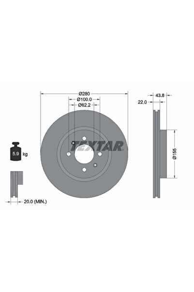 TEXTAR Disc Frana Hyundai Bayon/I20 2/I20 3 Kia Rio 4/Stonic
