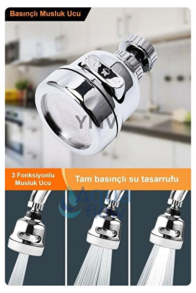 YMV Lüks Su Tasarruflu Yeni Model 360° Hareketli Krom Mutfak Lavabo Batarya Ç...