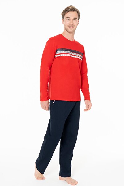 U.S. Polo Assn. طقم ملابس منزلية كلاسيكية من القطن الممشط للرجال